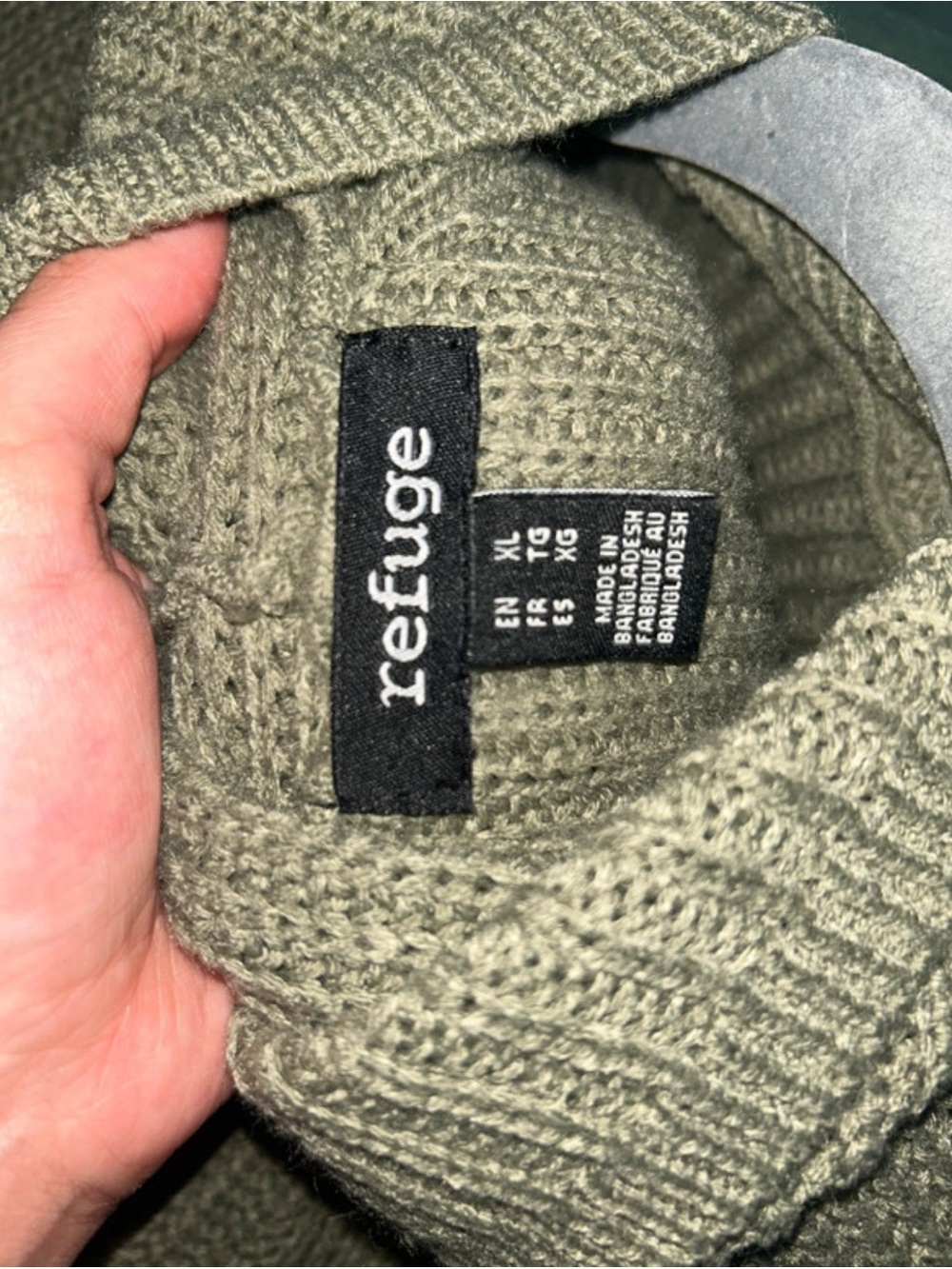 refuge Olive Green Ribbed Hooded Sweater - Picture 3 of 3